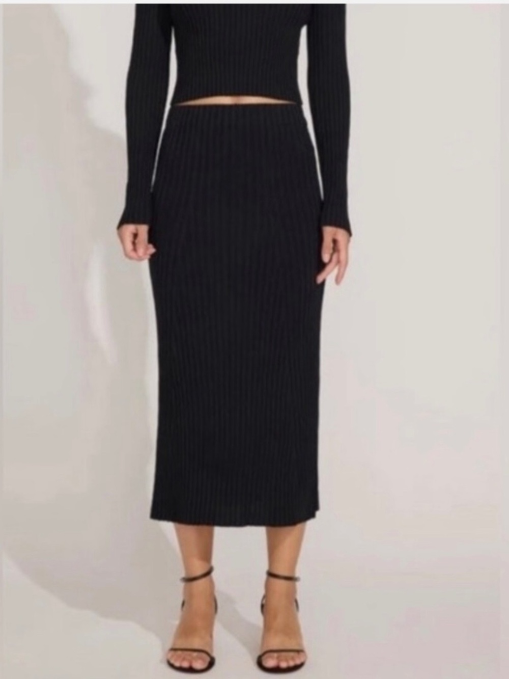 Solid &Striped The Yvette ribbed knit midi skirt size L